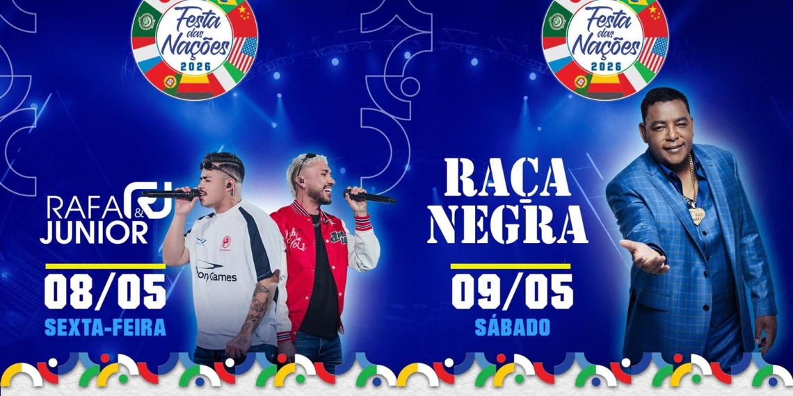 Água Clara confirma Raça Negra e Rafa & Junior na Festa das Nações 2026 com entrada gratuita