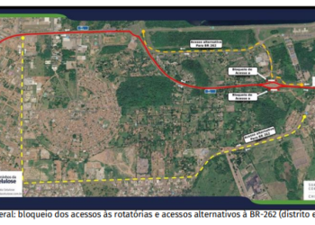 Acessos da rotatória da BR-262 serão fechados para obras do novo Posto Fiscal